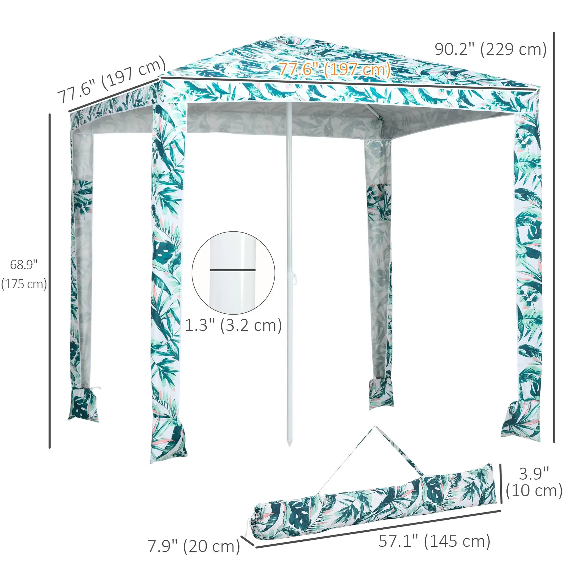 6.5' Beach Umbrella, UV50+ Sun Shade with Sandbags, Green Beach Umbrellas at Gallery Canada