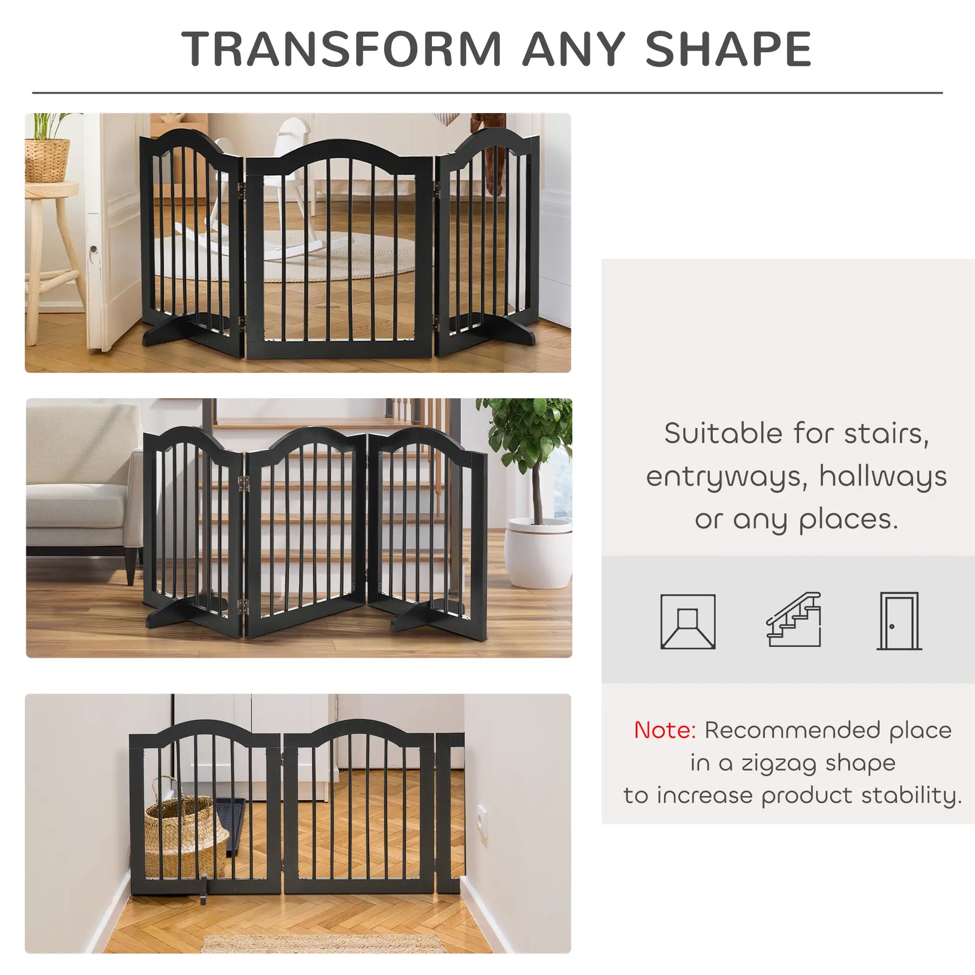 24"H Foldable Dog Gate, 3 Panels, Freestanding Pet Barrier, Black Houses, Kennels & Pens at Gallery Canada