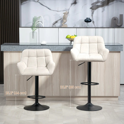 Swivel Barstools Set of 2, Adjustable Height, PU Leather, Cream White Bar Stools at Gallery Canada