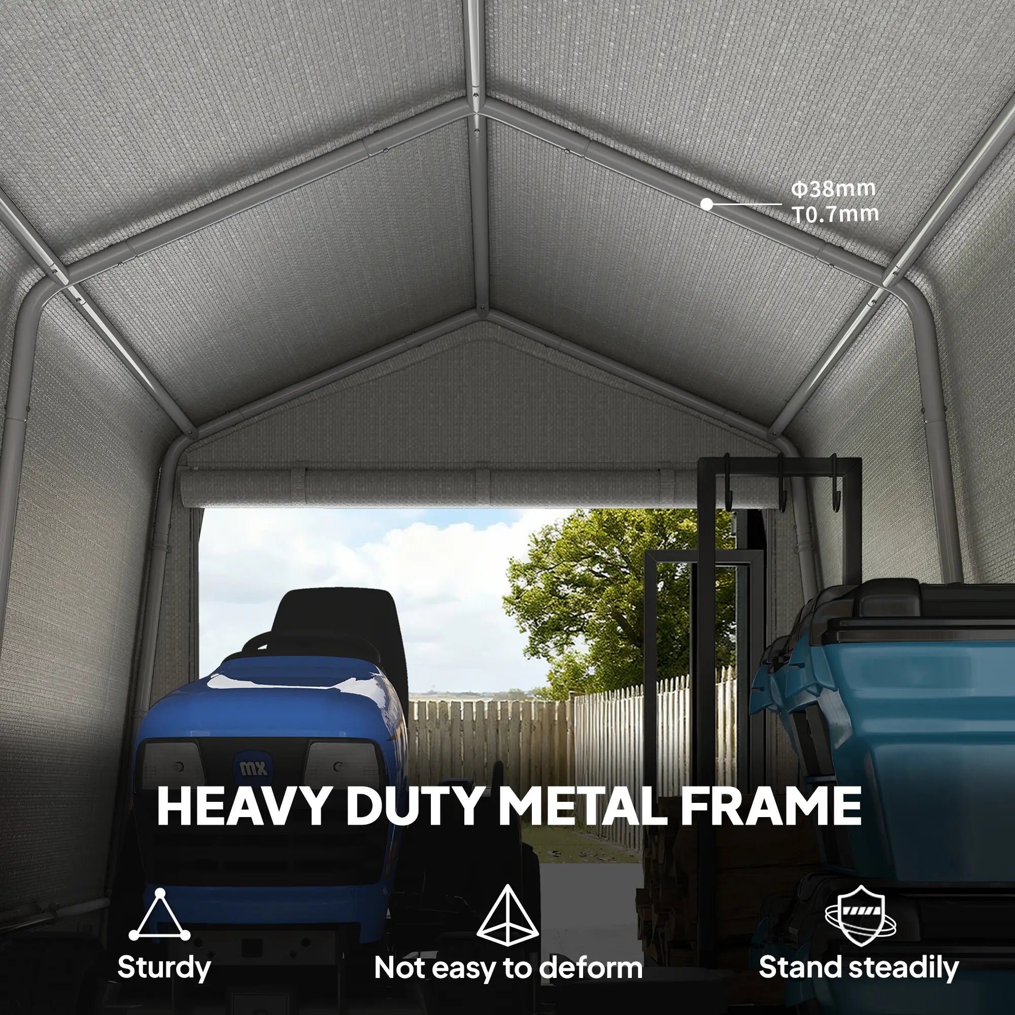 9.2' x 7.9' Garden Storage Tent, Metal Frame, Double Zipper Doors, Light Grey Portable Shed at Gallery Canada