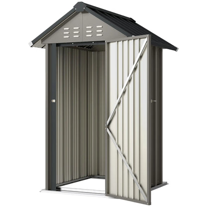 Outdoor Storage Shed With Lockable Door, Metal Garden Shed With 4 Vents Sheds Light Grey, Dark Grey at Gallery Canada