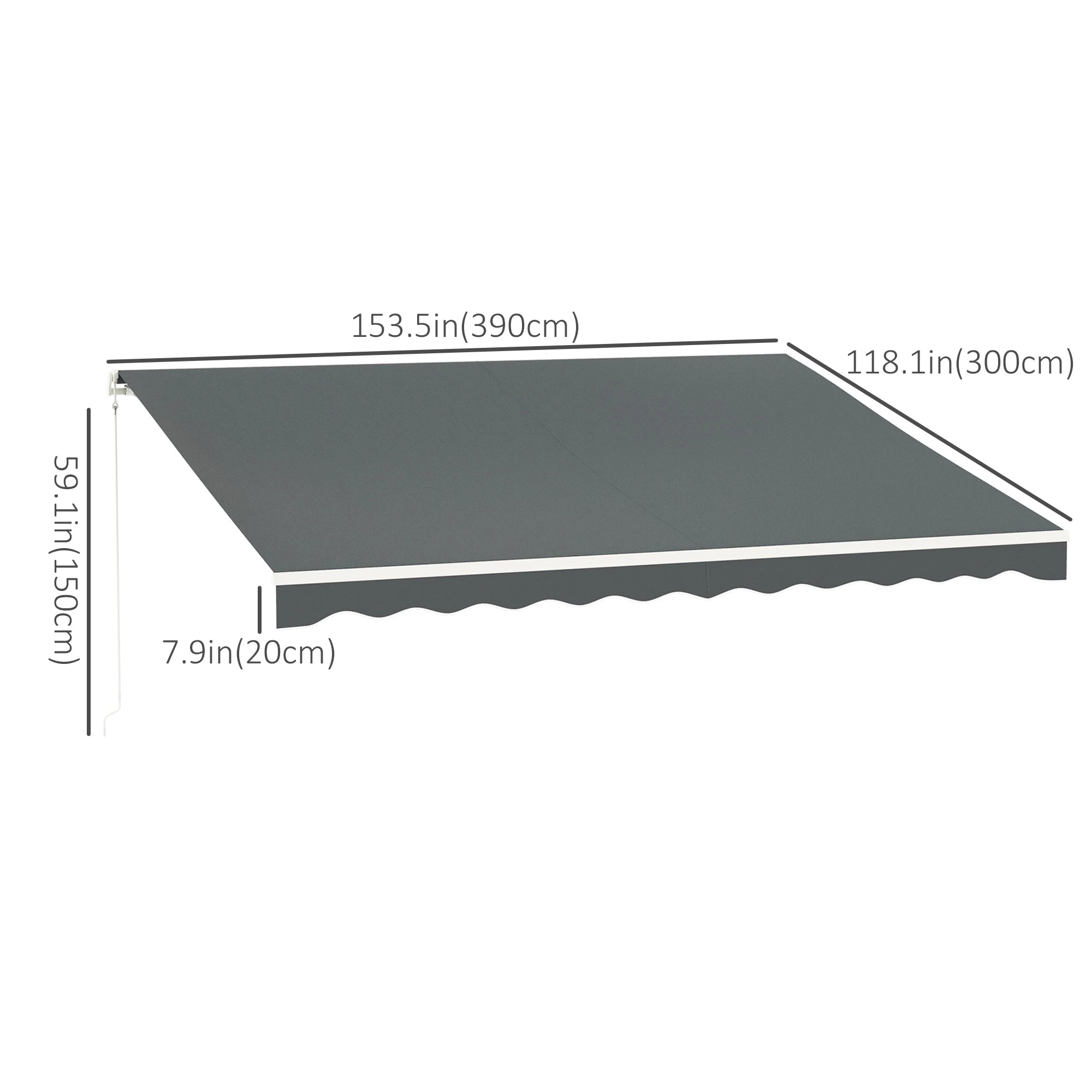 13' x 10' Retractable Electric Awning, Remote, Manual Crank, Grey Deck Awnings at Gallery Canada