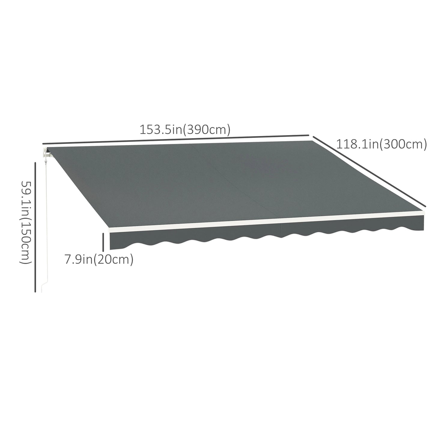 13' x 10' Retractable Electric Awning, Remote, Manual Crank, Grey Deck Awnings at Gallery Canada