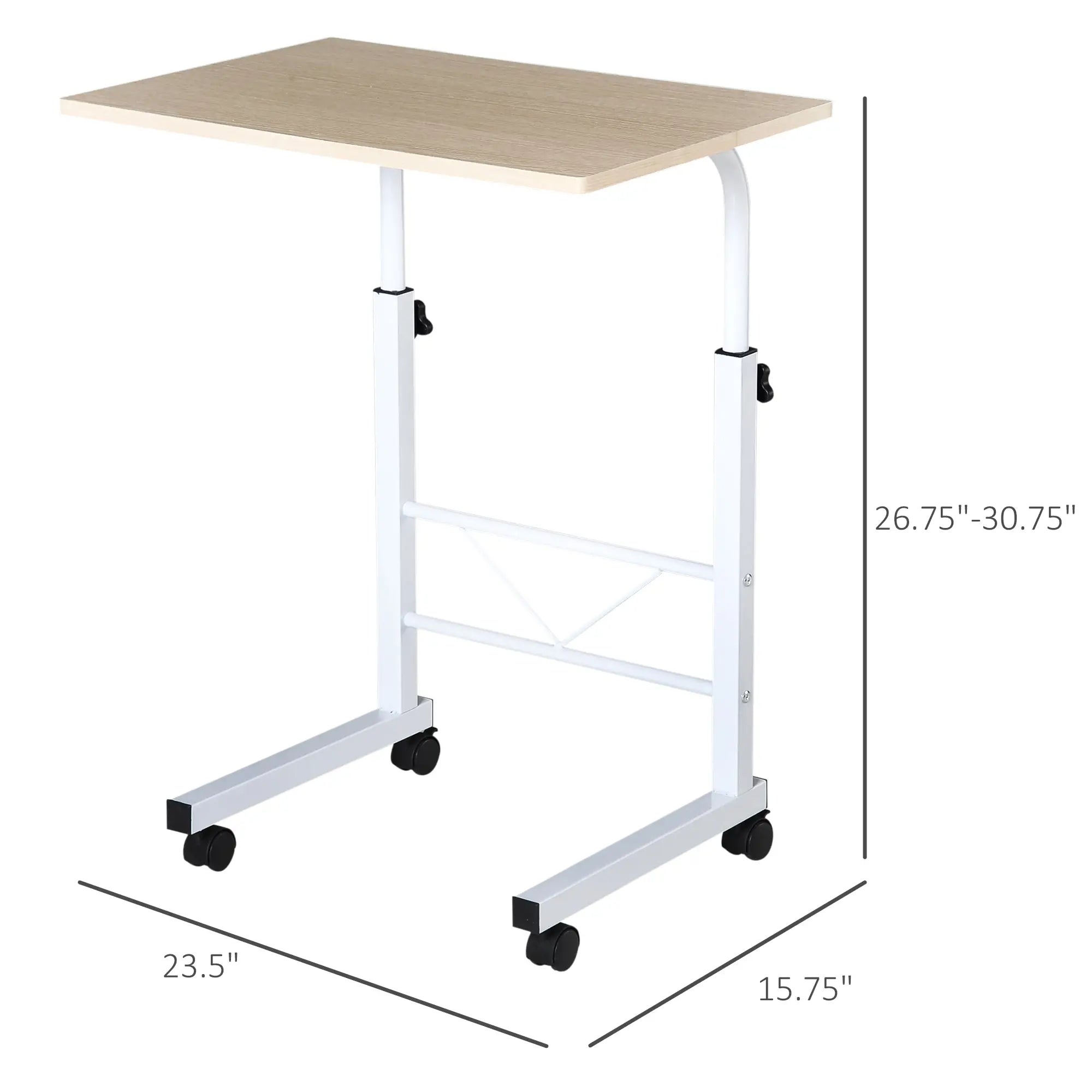 Adjustable Height Mobile Standing Desk, 23.5 Inch, Natural Wood Side Tables at Gallery Canada