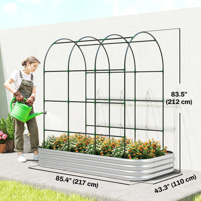 Galvanised Raised Garden Bed With Arched Trellis, 7 x 4 x 7ft Metal Planter Box Galvanized Planter Boxes at Gallery Canada
