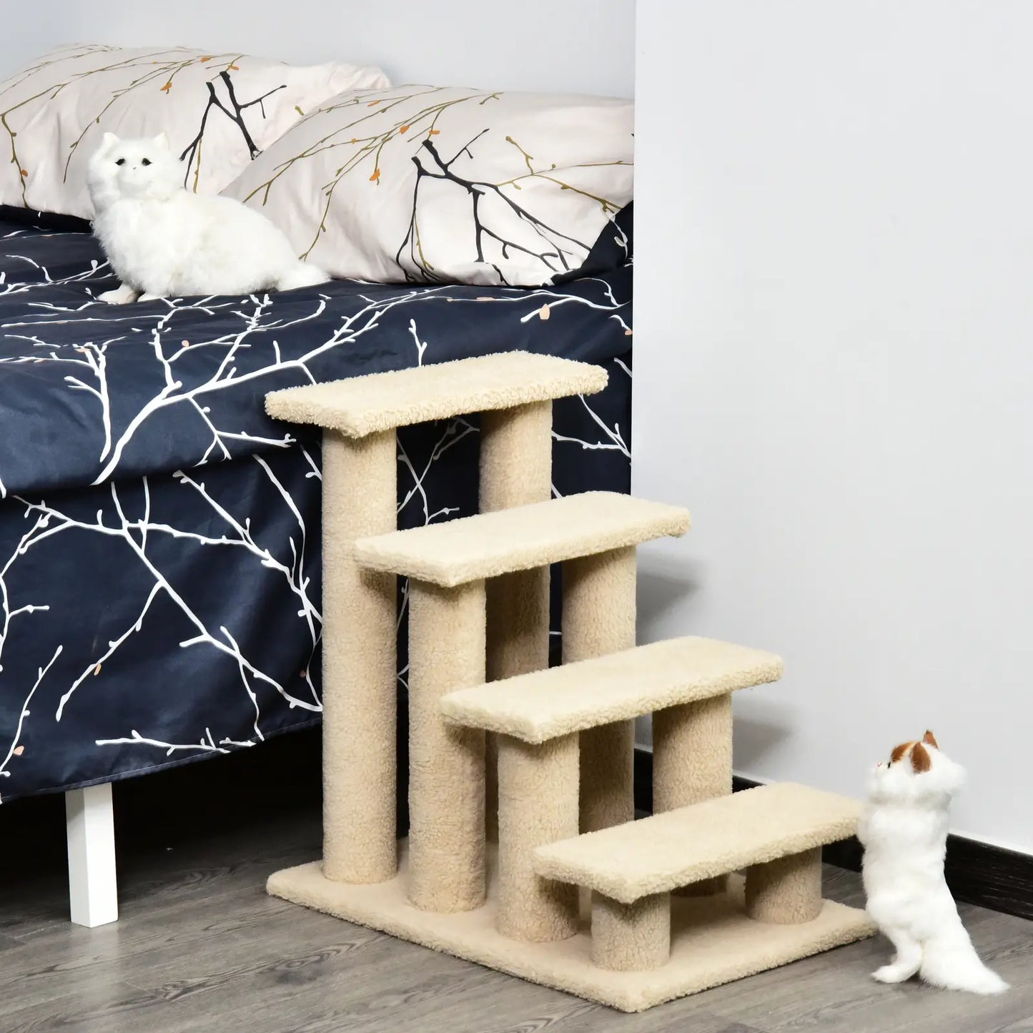 23.5" 4 Tier Pet Stairs, Dog Cat Step, Cream White Cat Stairs at Gallery Canada