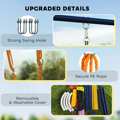 Kids Swing Set With Double Swings, Adjustable Ropes, Metal Frame Gym Sets & Swings at Gallery Canada