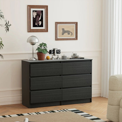 Wide 6 Drawer Dresser, Modern Clothes Storage Organizer, Black Storage Cabinets at Gallery Canada