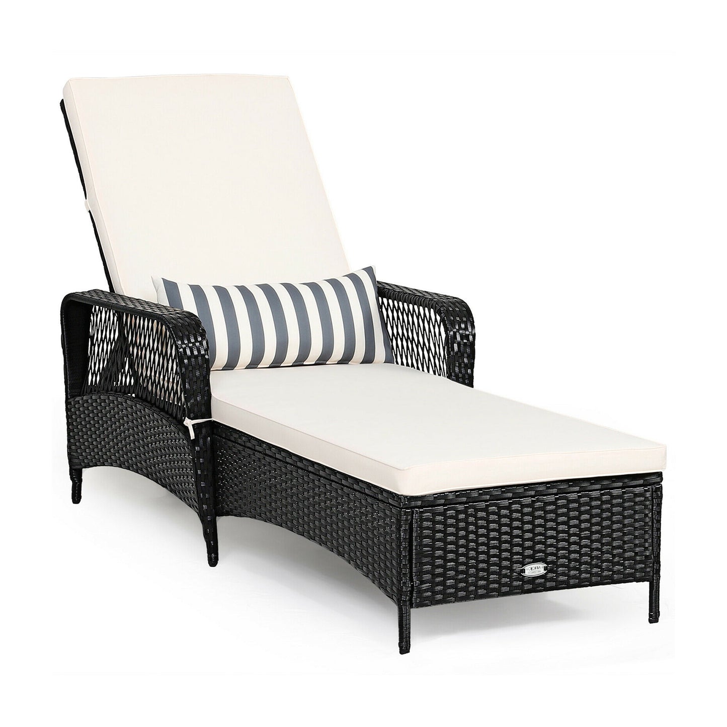 Rattan Armrest Chaise Lounge Chair, Black Outdoor Chaise Lounges Black at Gallery Canada