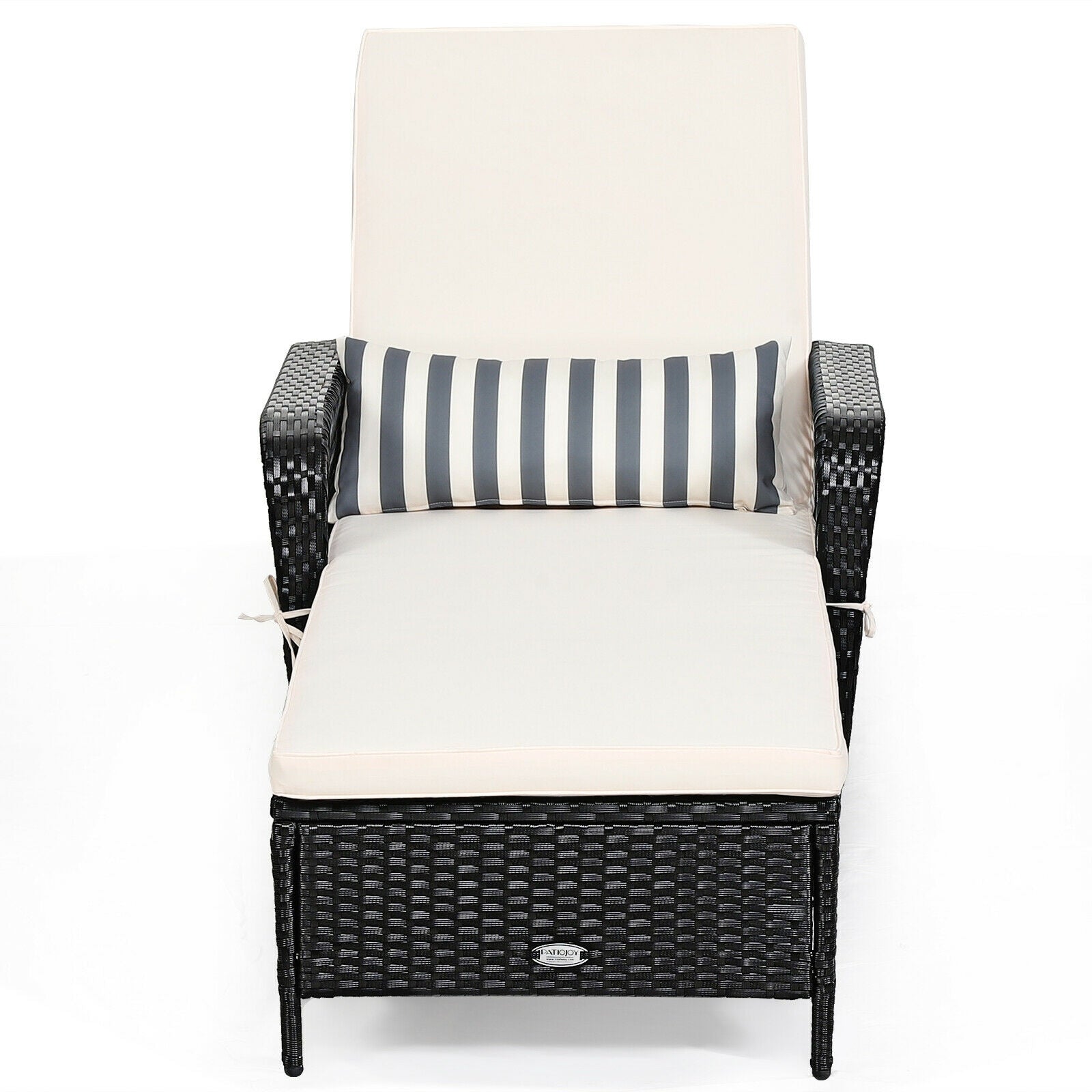 Rattan Armrest Chaise Lounge Chair, Black Outdoor Chaise Lounges at Gallery Canada
