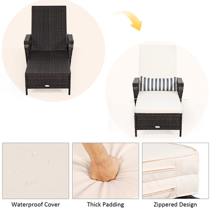 Rattan Chaise Lounge Chair, Adjustable Recliner With Pillow, Brown Outdoor Chaise Lounges at Gallery Canada