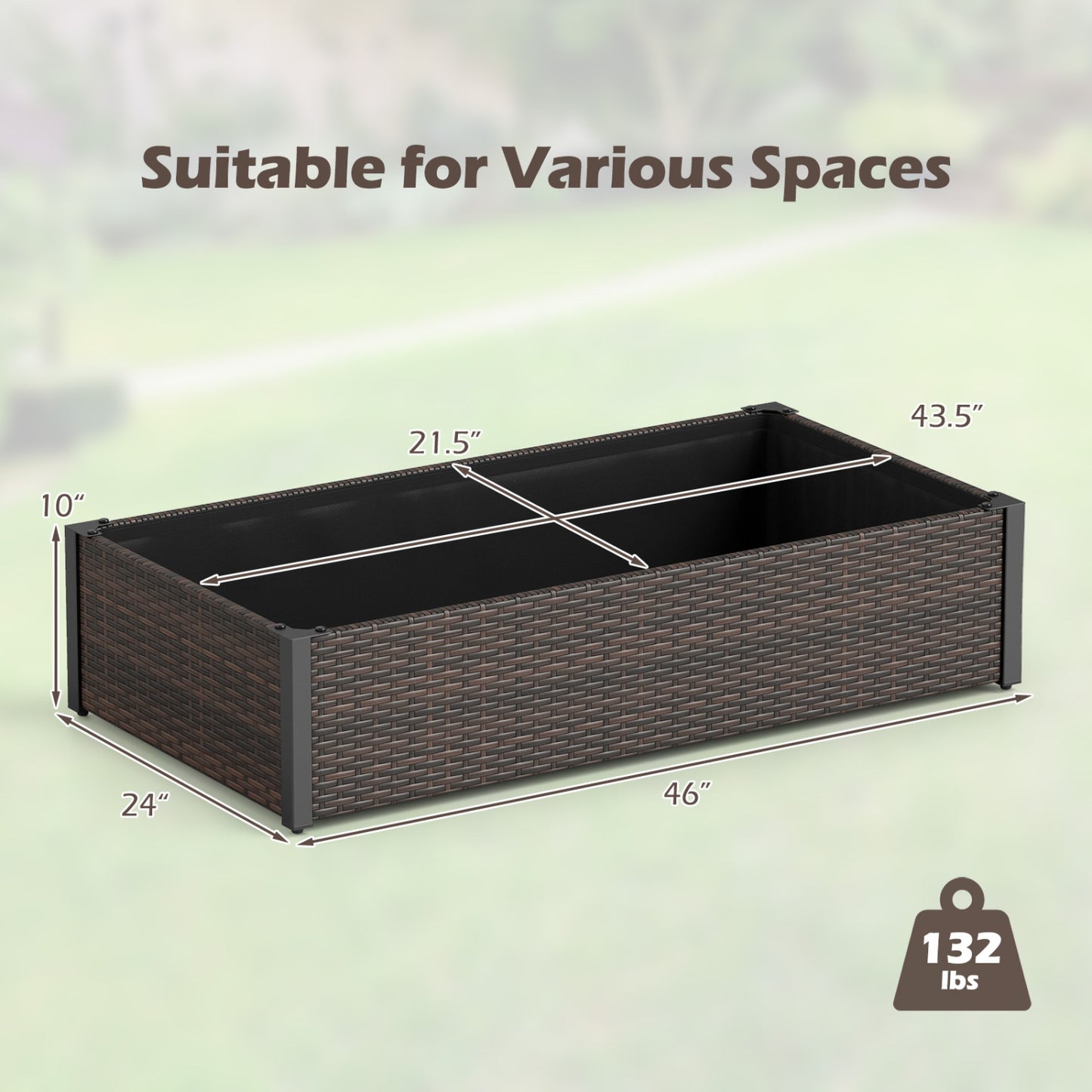 PE Rattan Elevated Raised Garden Bed