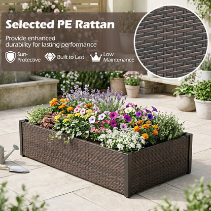 PE Rattan Elevated Raised Garden Bed