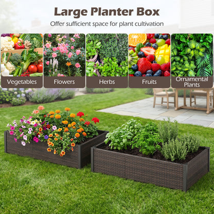 PE Rattan Elevated Raised Garden Bed