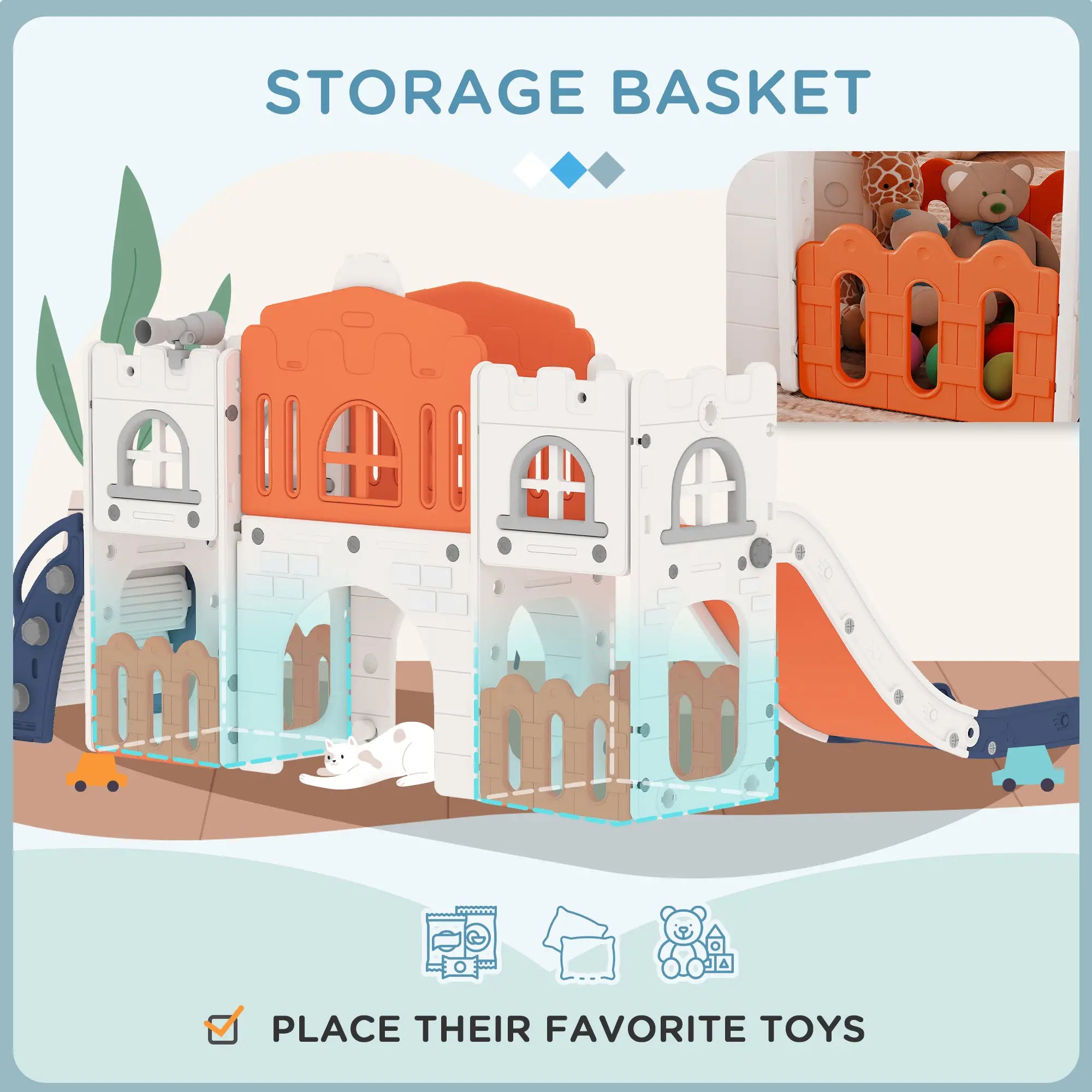 7 In 1 Toddler Slide, Basketball Hoop, Climber, Orange Gym Sets & Swings at Gallery Canada