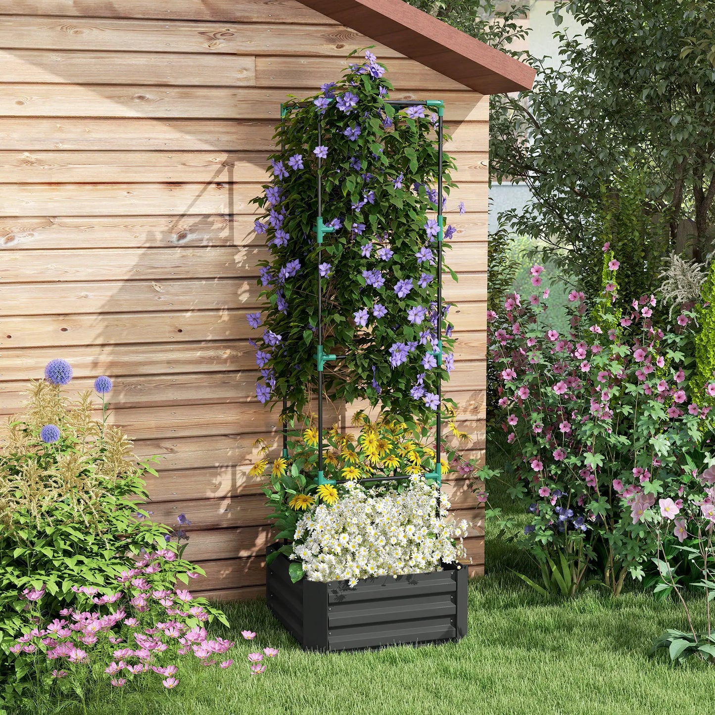 Galvanized Planter Box, 4-Tier Trellis Tomato Cage, Grey Galvanized Planter Boxes at Gallery Canada