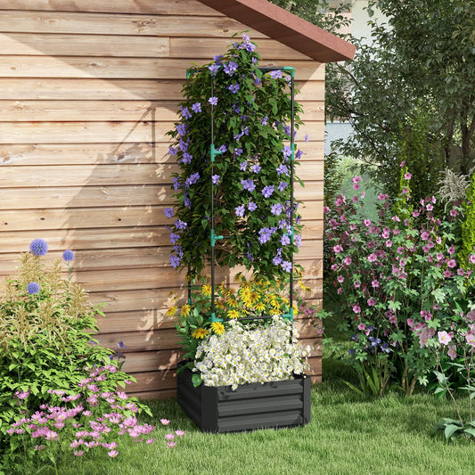 Galvanized Planter Box, 4-Tier Trellis Tomato Cage, Grey Galvanized Planter Boxes Charcaol Grey at Gallery Canada