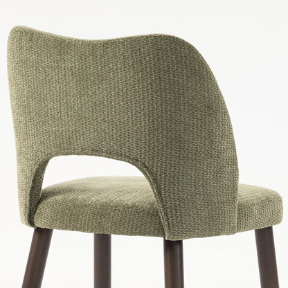 Chenille Upholstered Dining Chairs Set, Green