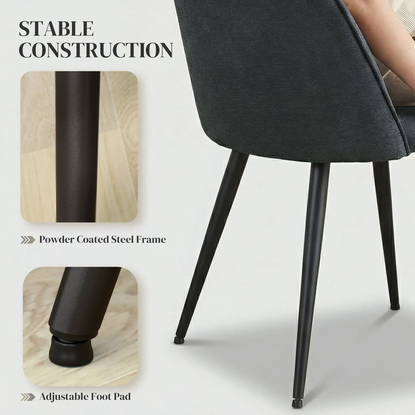 Modern Dining Chairs Set of 4, Velvet Upholstered, Steel Legs, Dark Grey Dining Chairs at Gallery Canada