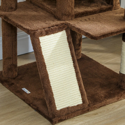 63" Cat Tree, Multi-Level Tower With Scratching Posts, Light Brown Multi-Level Cat Towers at Gallery Canada