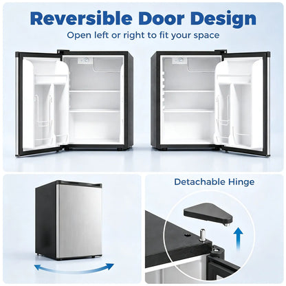 2.6 Cu Ft Mini Fridge, Single Door Compact Refrigerator, Silver Small Kitchen Appliances at Gallery Canada