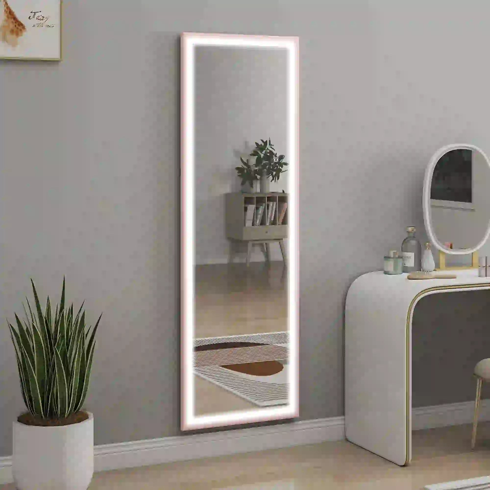 LED Mirror, Dimmable 3 Color Lights, 64