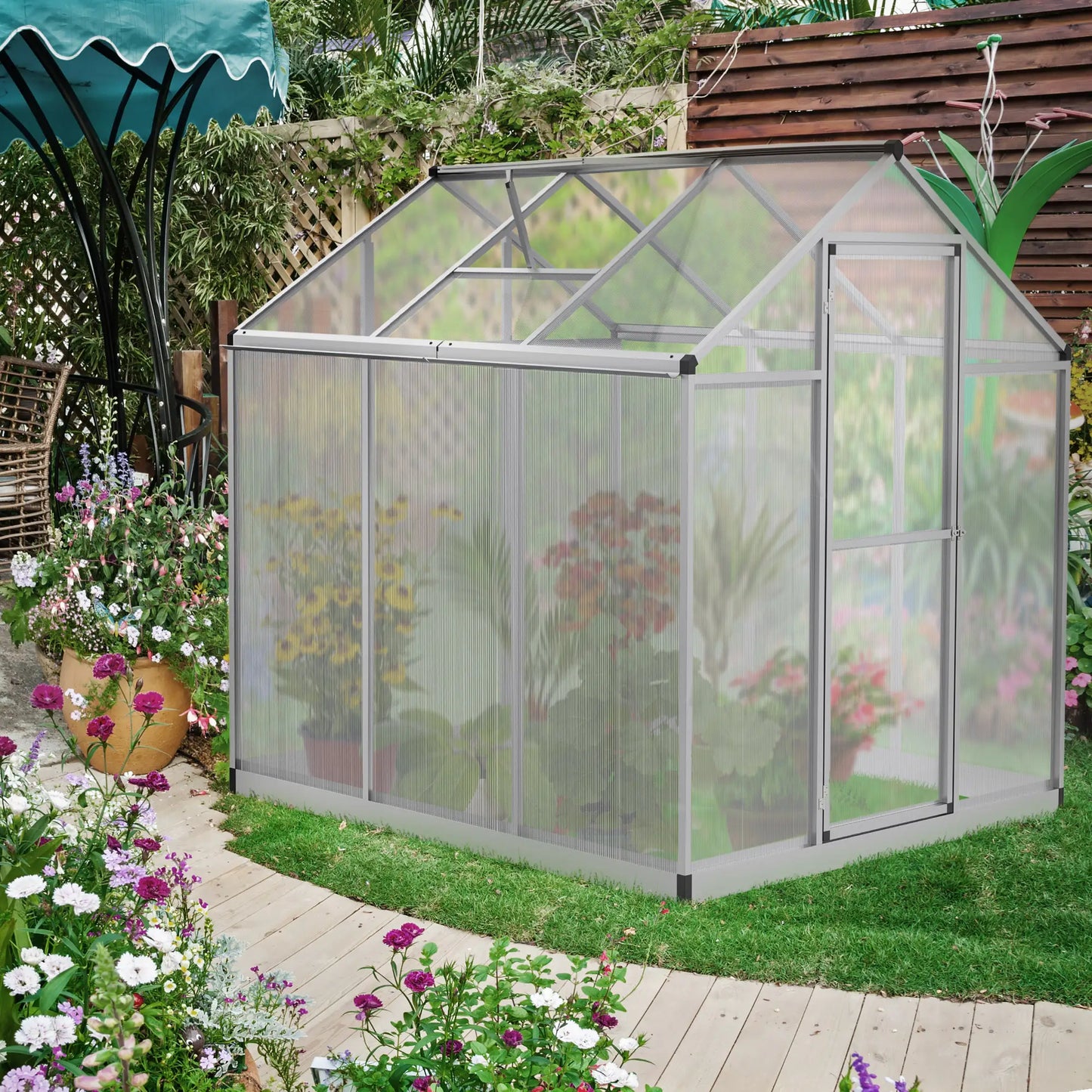 6' x 6' x 6.4' Walk-in Greenhouse, Polycarbonate Panels, Outdoor Walk In Greenhouses at Gallery Canada