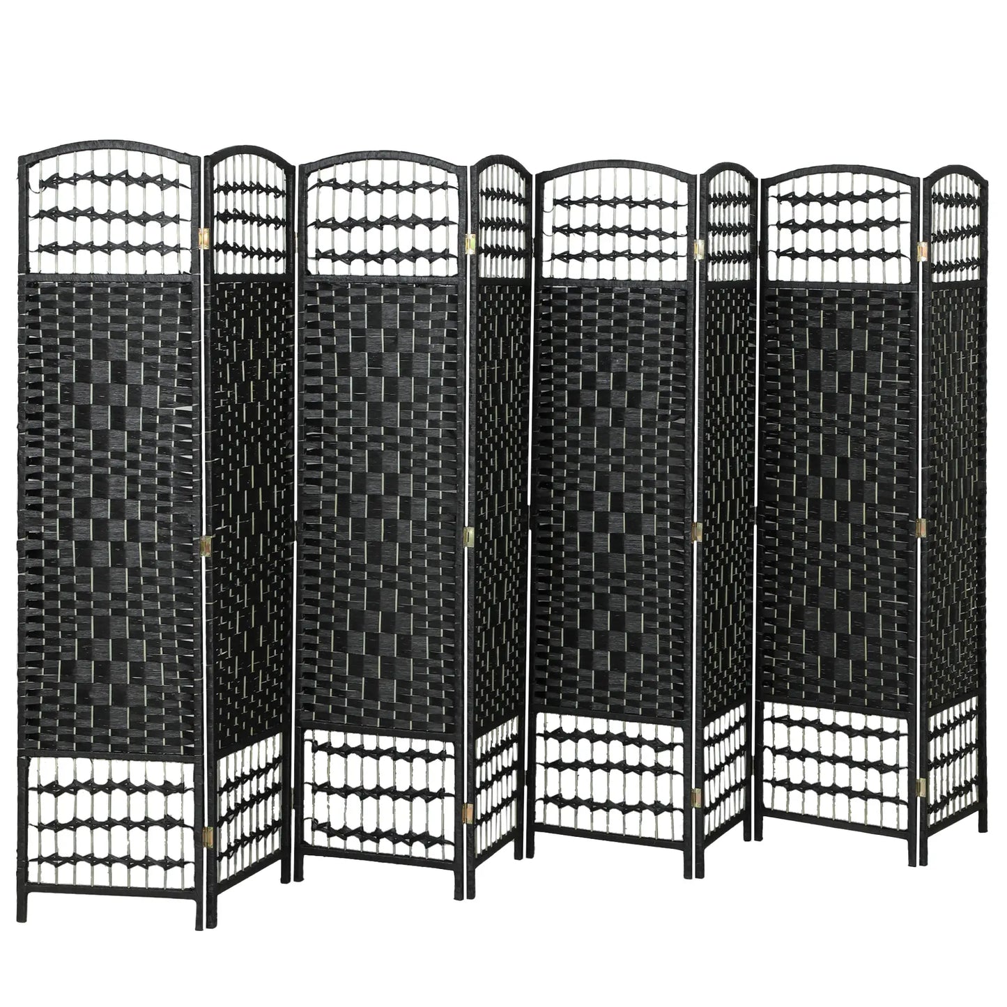 8 Panel Folding Room Divider, Portable Privacy Screen, Black Room Dividers Black at Gallery Canada