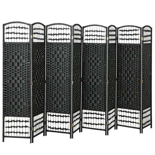 8 Panel Folding Room Divider, Portable Privacy Screen, Black Room Dividers Black at Gallery Canada