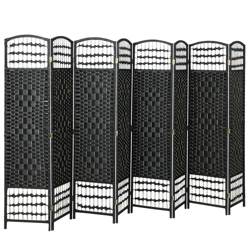 8 Panel Folding Room Divider, Portable Privacy Screen, Black