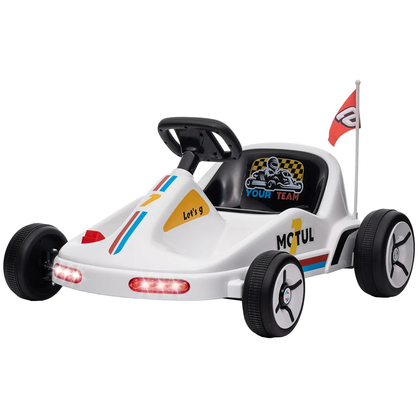 6V Electric Go Kart for Kids, Music Light Horn, White Electric Ride On Toys White at Gallery Canada