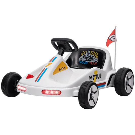 6V Electric Go Kart for Kids, Music Light Horn, White Electric Ride On Toys White at Gallery Canada
