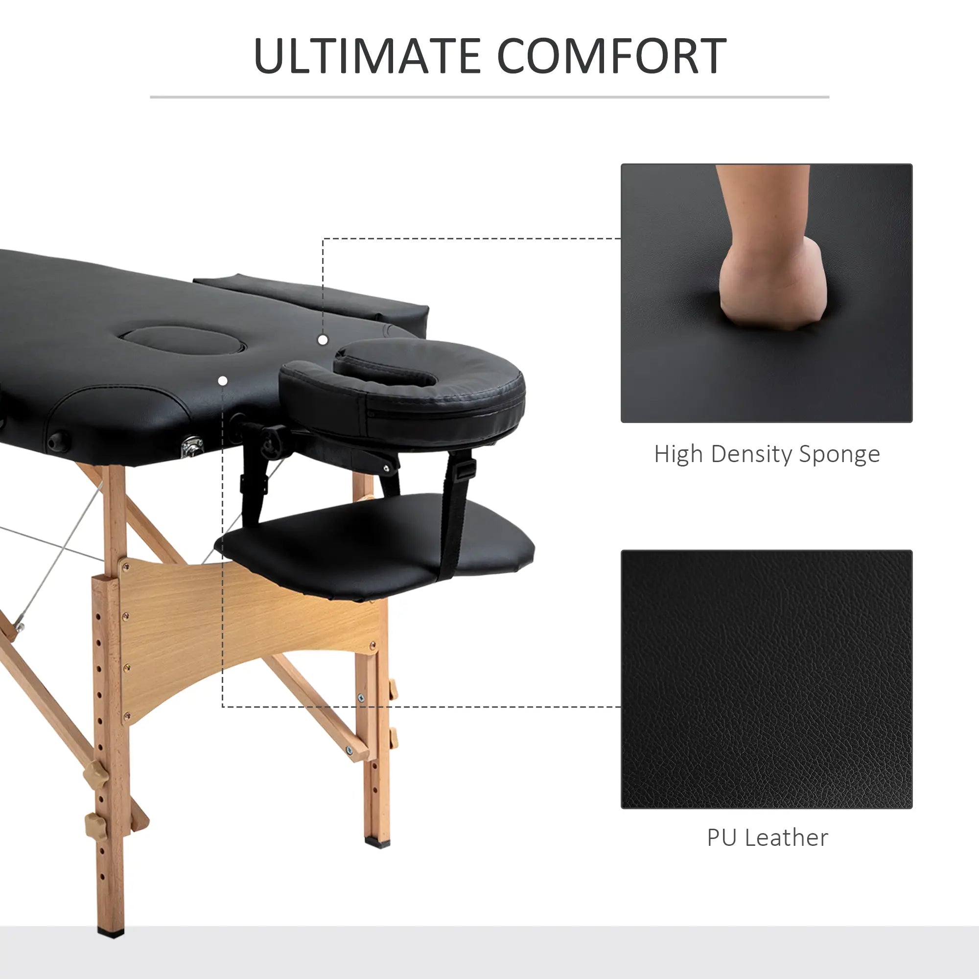 83 Inch Portable Folding Massage Table, Adjustable Salon Spa Bed, Black Portable Massage Tables at Gallery Canada
