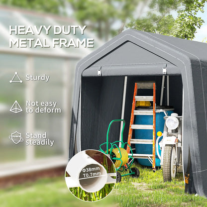 7.9' x 6.6' Garden Storage Tent, Metal Frame, Double Zipper Doors, Dark Grey Car Shelters at Gallery Canada