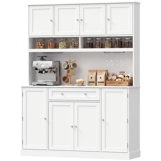 Cabinet de garde-manger de cuisine blanc "73", station de recharge, blanc