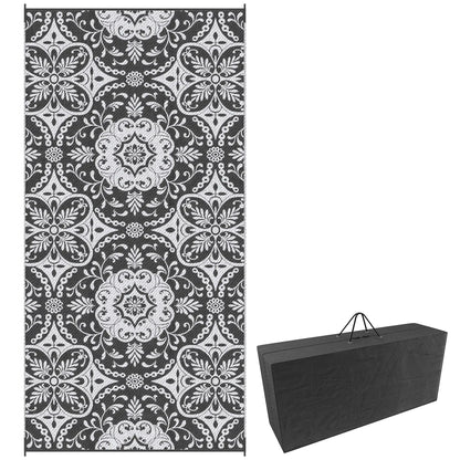 Portable Outdoor Rug with Carry Bag, 9' x 18', Waterproof, White Flower, Gray Outdoor Reversible Rugs Options at Gallery Canada