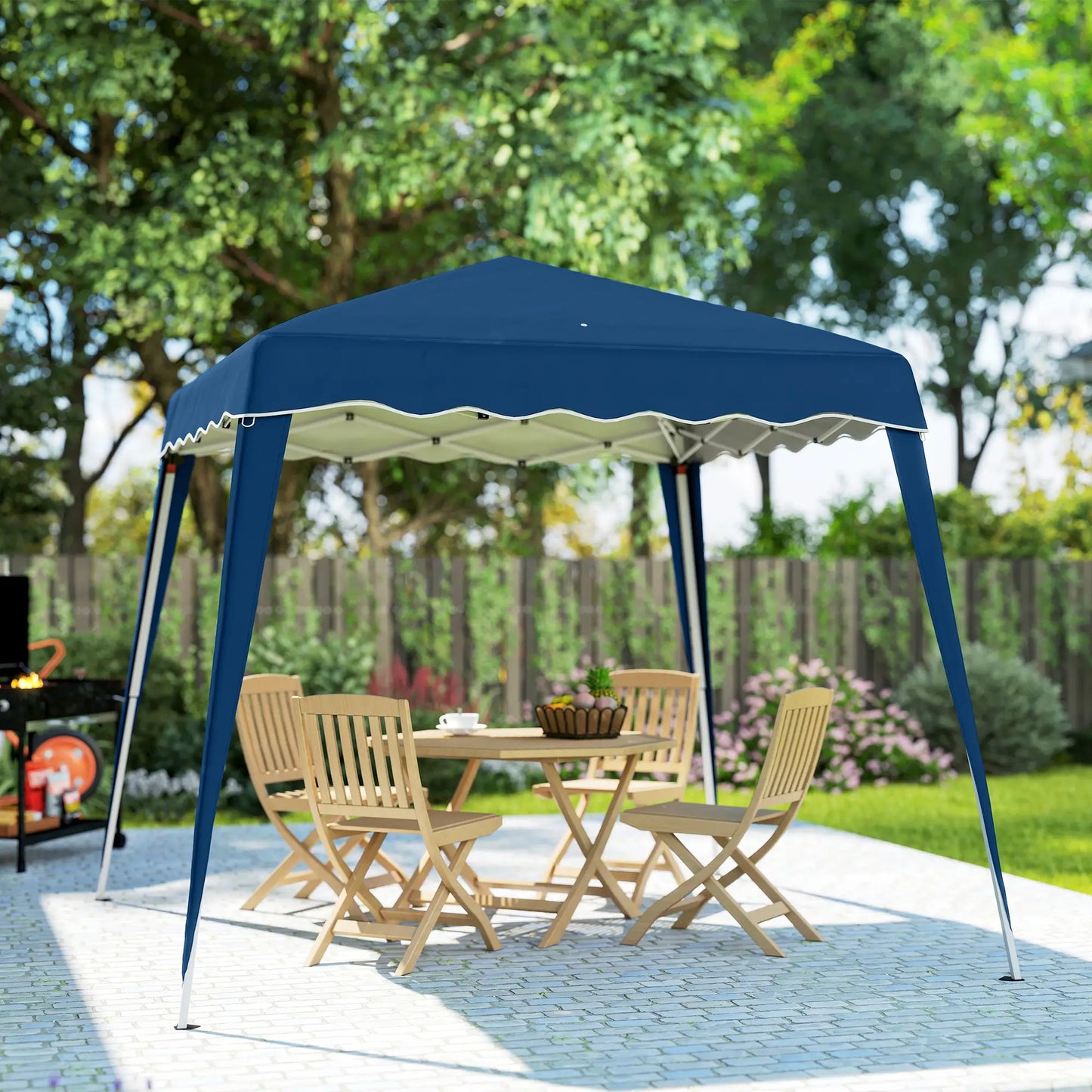 8' x 8' Pop Up Canopy, Outdoor Foldable Tent, Portable With Bag, Blue Pop Up Canopies at Gallery Canada