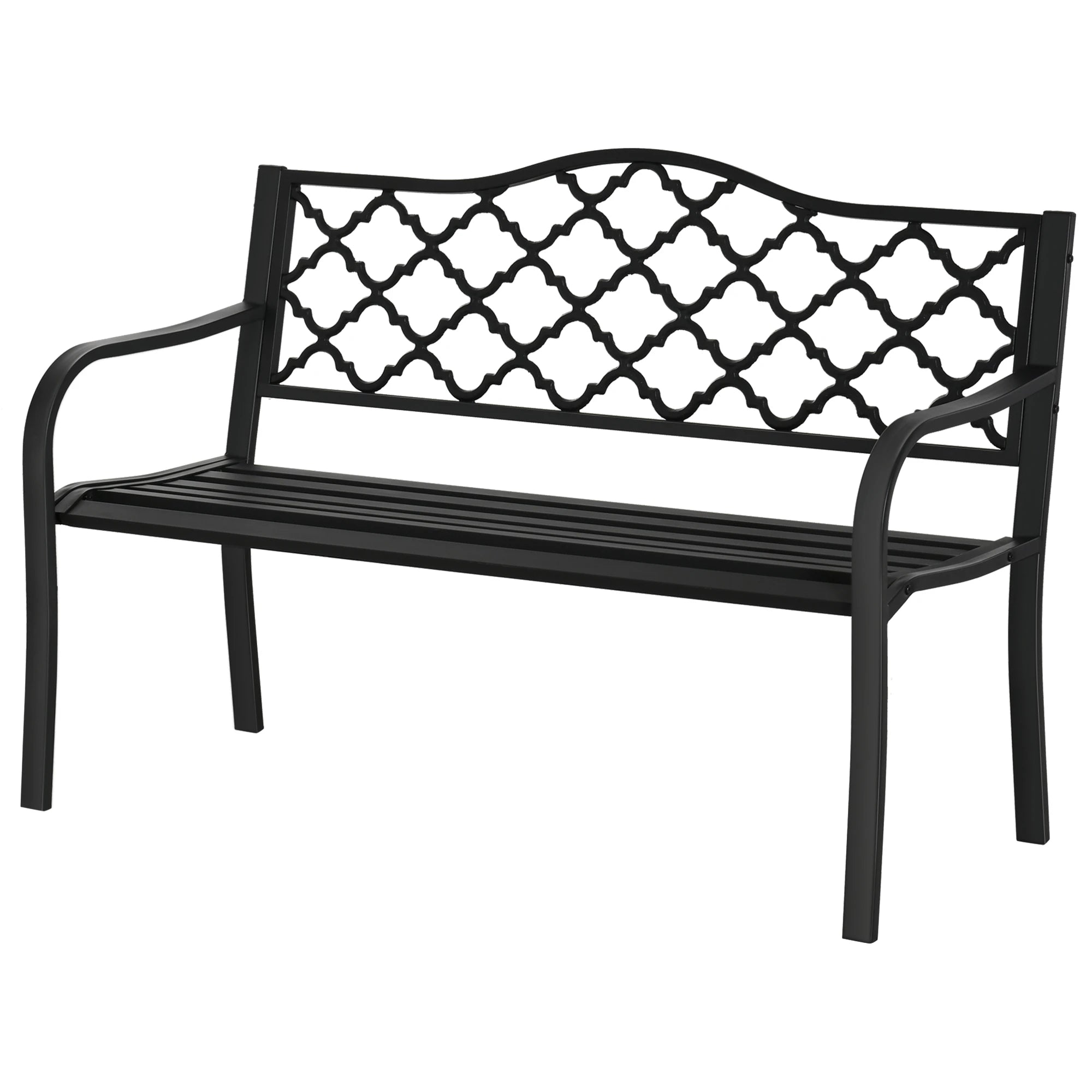 2-Seater Steel Garden Bench, Antique Outdoor Loveseat, Black Outdoor Benches Black at Gallery Canada