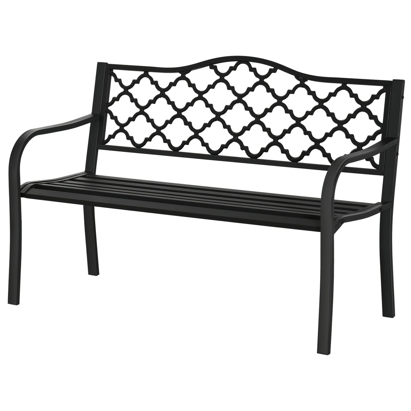 2-Seater Steel Garden Bench, Antique Outdoor Loveseat, Black Outdoor Benches Black at Gallery Canada
