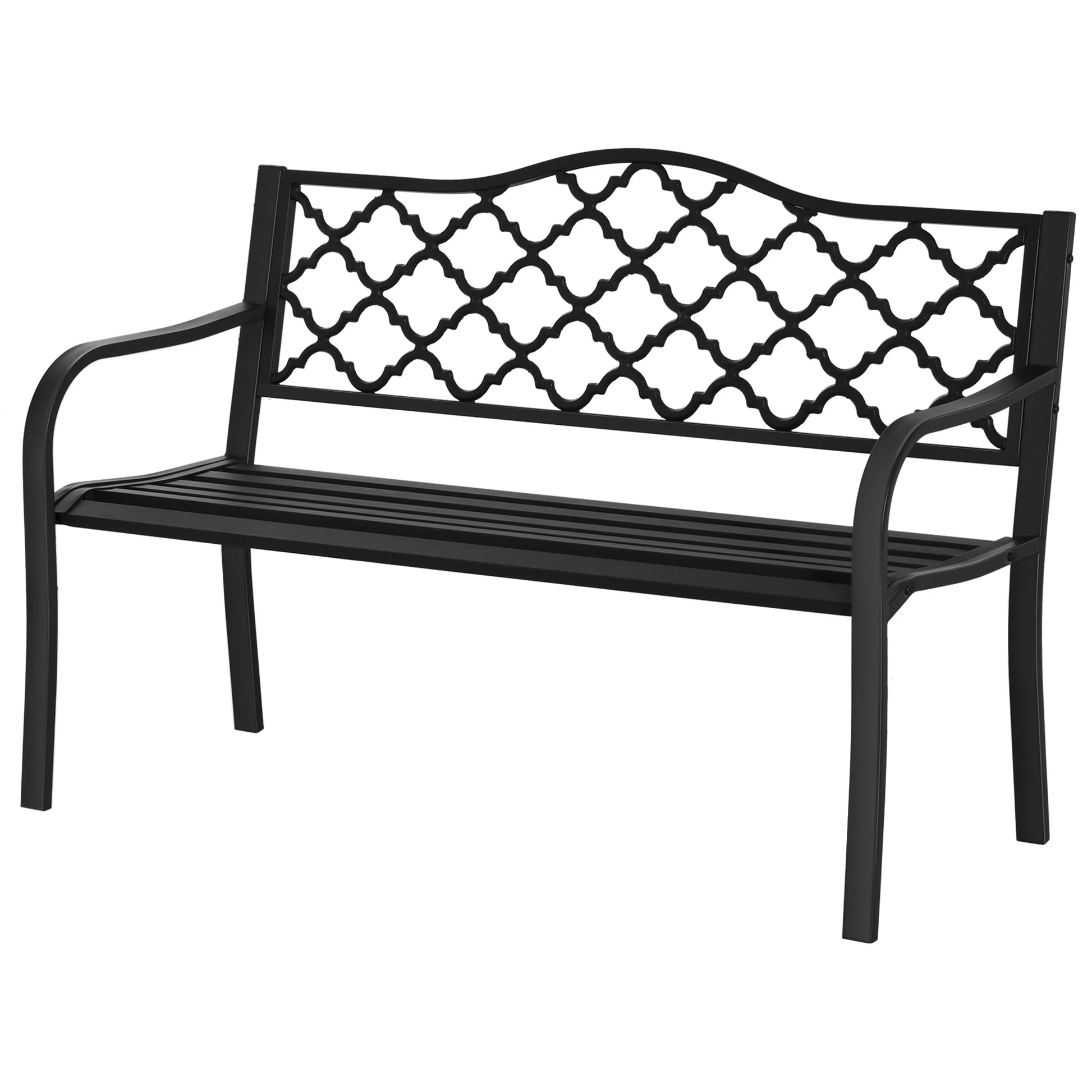 2-Seater Steel Garden Bench, Antique Outdoor Loveseat, Black Outdoor Benches Black at Gallery Canada