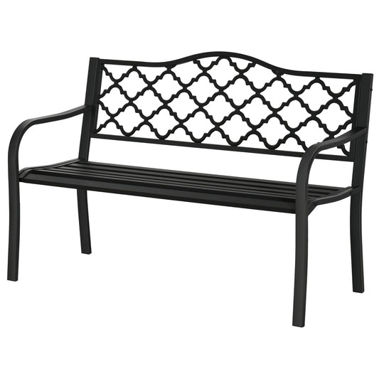 2-Seater Steel Garden Bench, Antique Outdoor Loveseat, Black Outdoor Benches Black at Gallery Canada