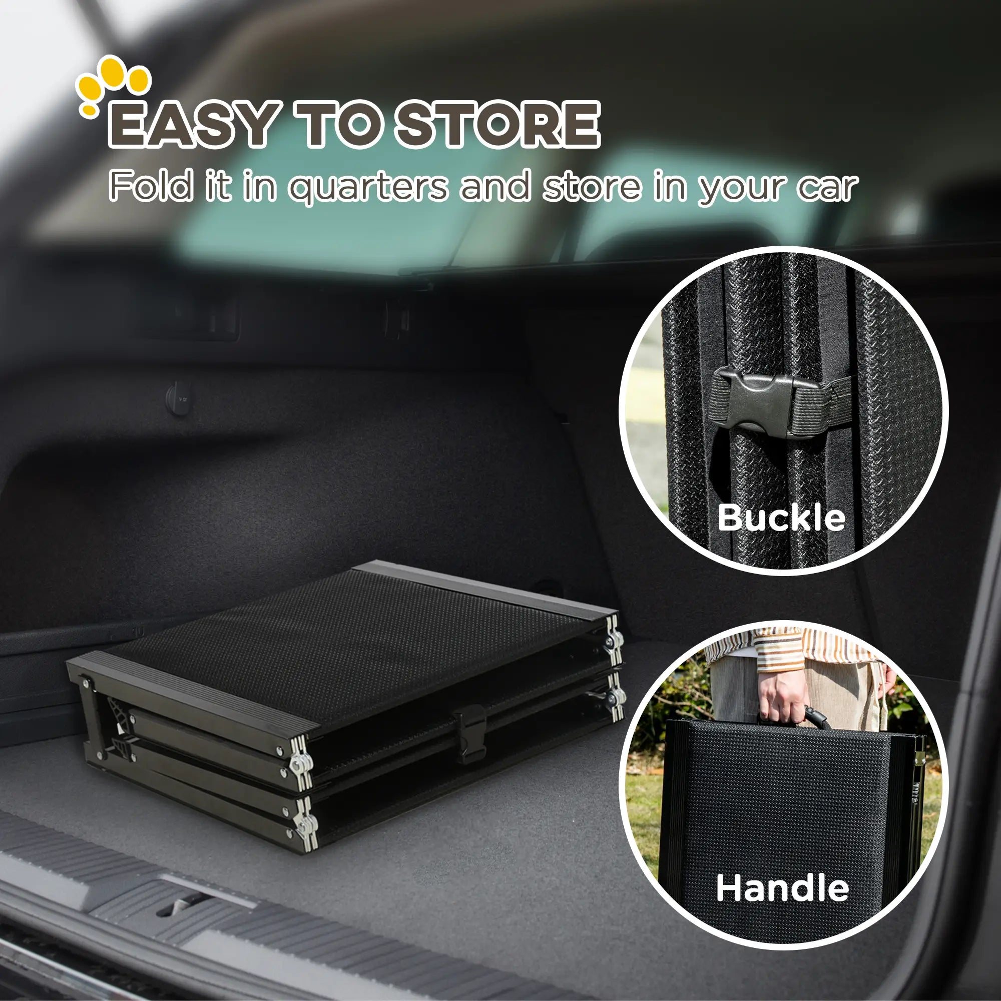 62 Inch Folding Pet Ramp, Lightweight Portable Dog Ramp, Non-Slip Surface, Black Dog Stairs at Gallery Canada