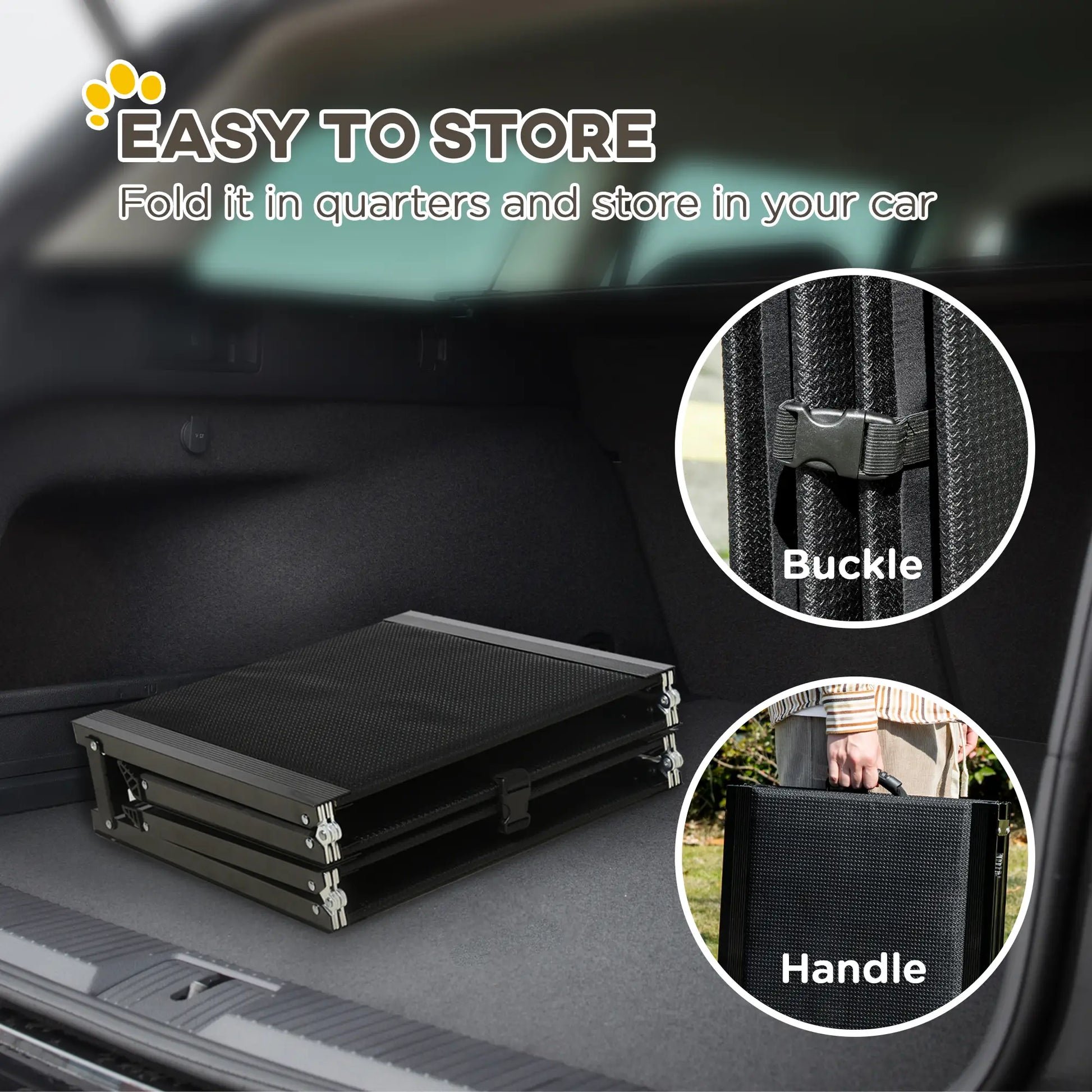 62 Inch Folding Pet Ramp, Lightweight Portable Dog Ramp, Non-Slip Surface, Black Dog Stairs at Gallery Canada