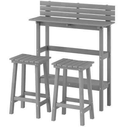 3 Piece Patio Bar Set, 43"H Table, 2 Stools, Balcony, Backyard, Porch Bistro Sets Grey at Gallery Canada