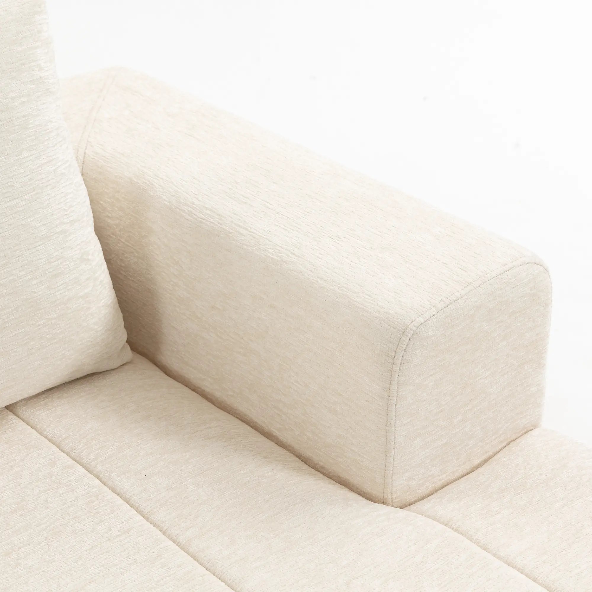 3 Seater Chenille Cloud Couch, Spring Cushion, Beige 3-Seater Sofas at Gallery Canada