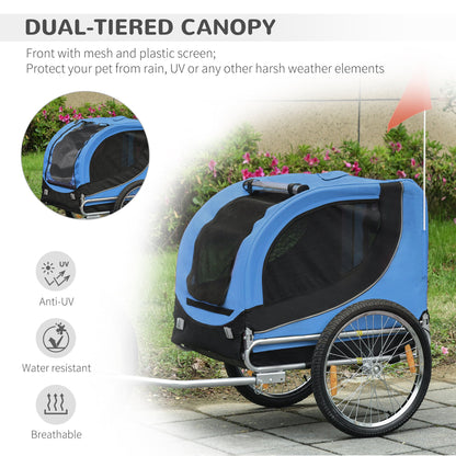 Dog Bike, Trailer Foldable Pet Cart, Bicycle Wagon, Cargo Carrier Attachment for Travelling w/ Safety Anchor, Blue at Gallery Canada