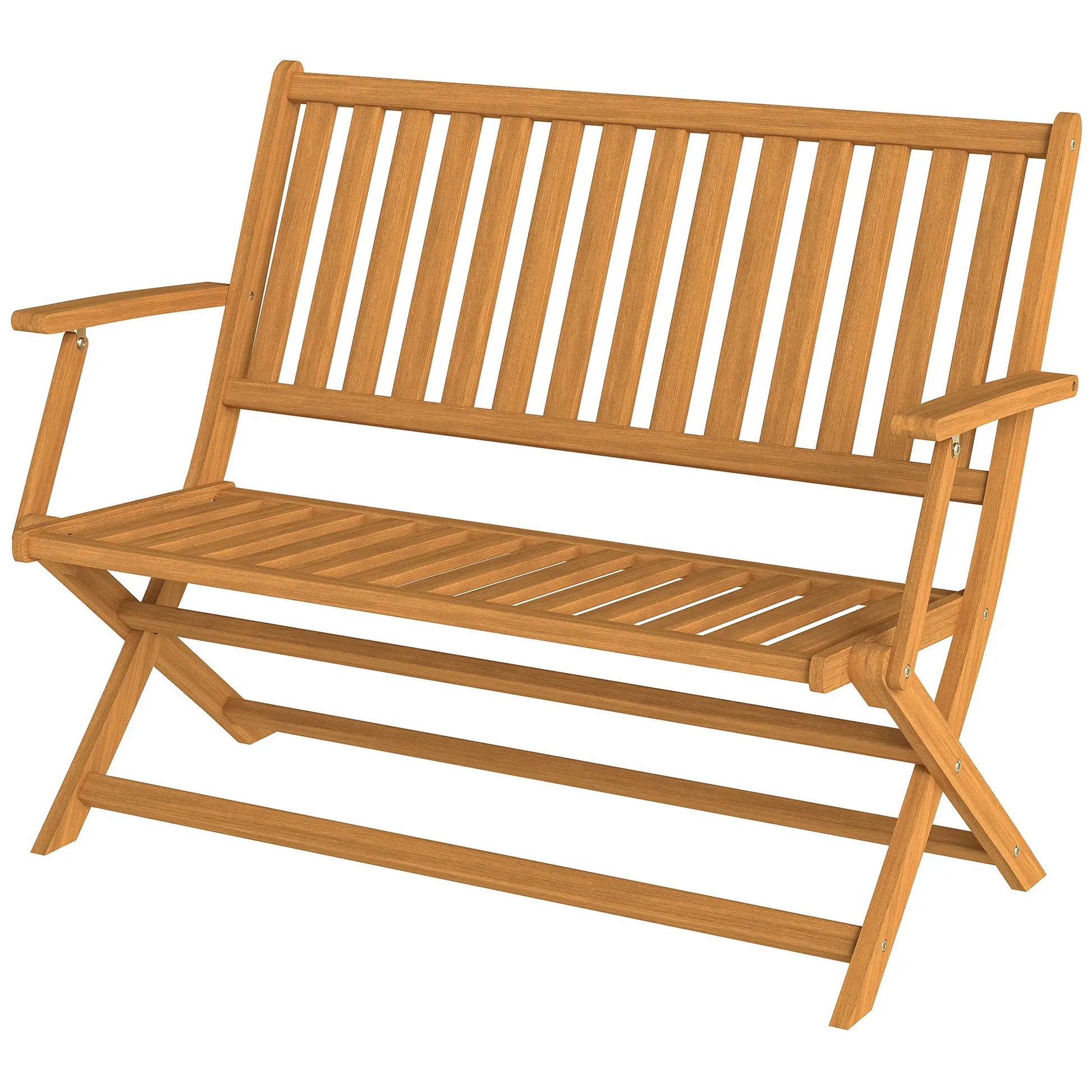46.5" Foldable Wood Outdoor Bench, Backrest, Armrests, Teak Patio Chairs Teak at Gallery Canada