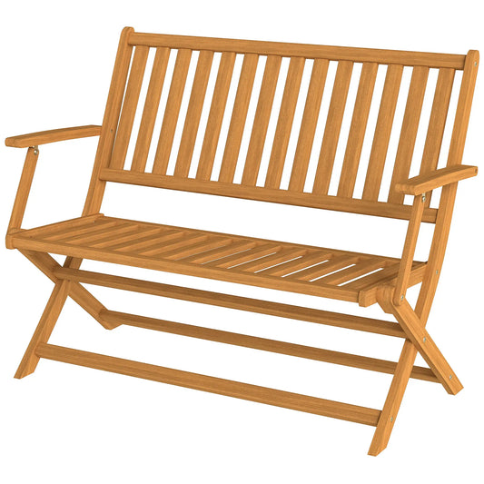 46.5" Foldable Wood Outdoor Bench, Backrest, Armrests, Teak Patio Chairs Teak at Gallery Canada