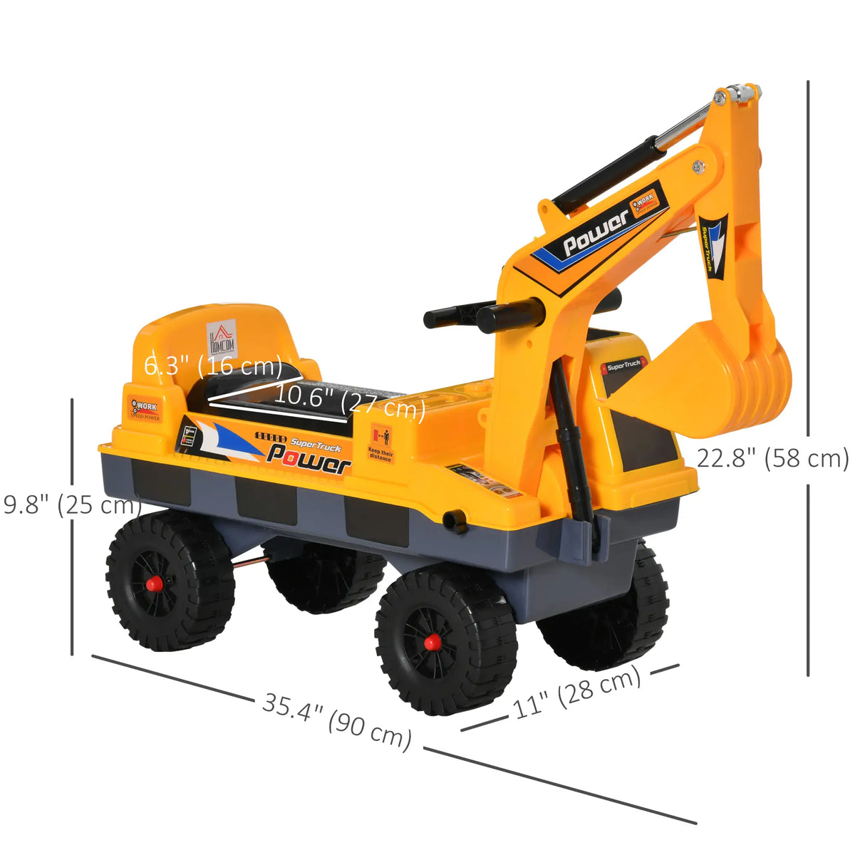 Ride On Excavator Toy, 2 in 1 Design, Detachable Buckets, Music, Light, Yellow Toy Excavators at Gallery Canada