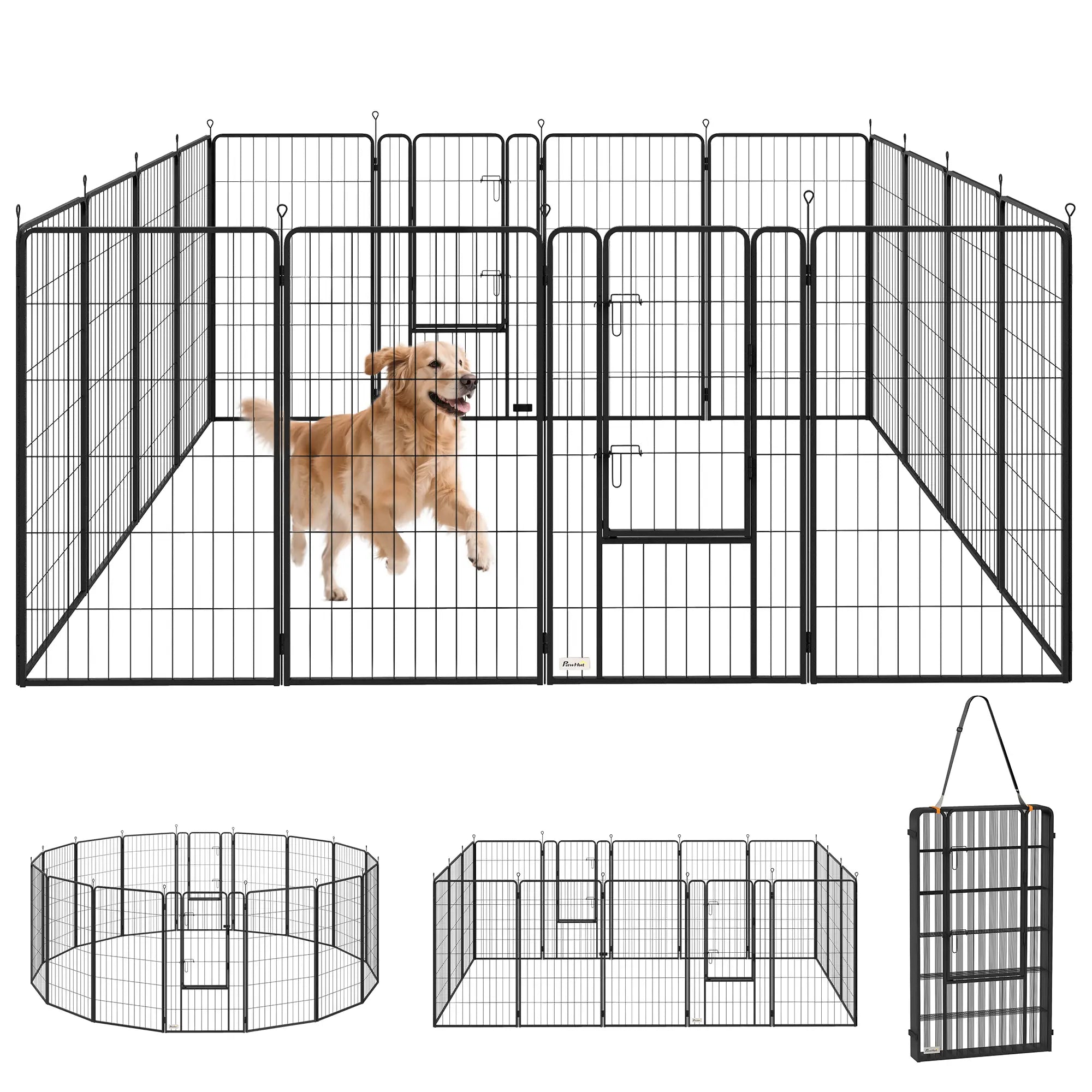 16 Panels Dog Playpen, Portable, for Large Dogs, 47